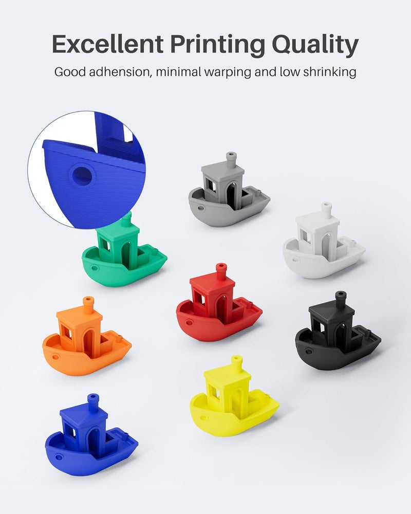ELEGOO حزمة خيوط PLA 1.75 مم 4 كجم، خيوط طابعة ثلاثية الأبعاد بدقة أبعاد +/- 0.02 مم، 4 قطع بكرة 1 كجم (2.2 رطل) تناسب معظم طابعات FDM ثلاثية الأبعاد (وردي، بنفسجي، أزرق سماوي، أخضر بحري) - Image 4